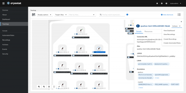 View target JVM’s details with drawer panel