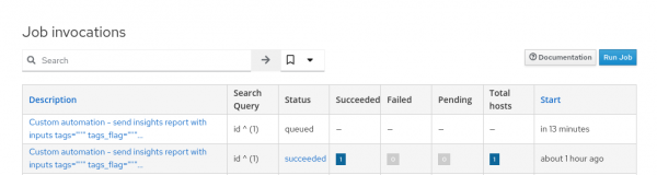 Figure 8  - Monitoring job invocations in Red Hat Satellite