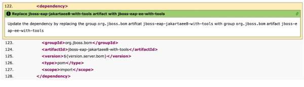 Migration Toolkit code change example.