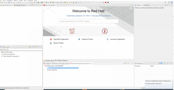 Screenshot of the OpenShift Application explorer.