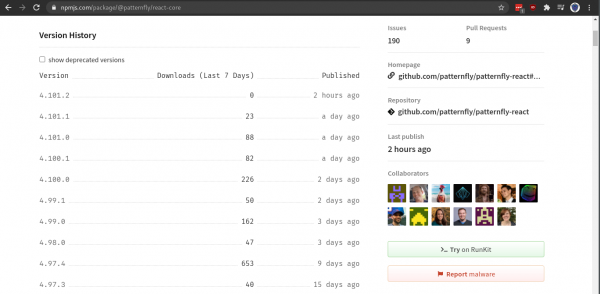 Lerna auto-releasing @patternfly/react-* packages to npm from a merged pull request.