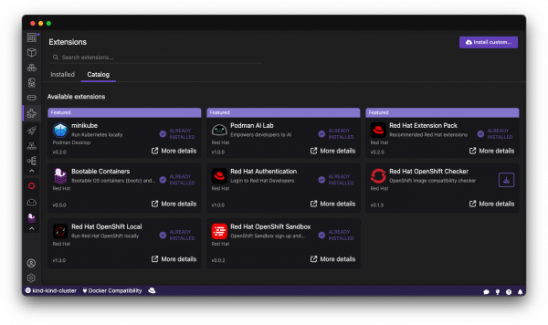 Podman Desktop extensions