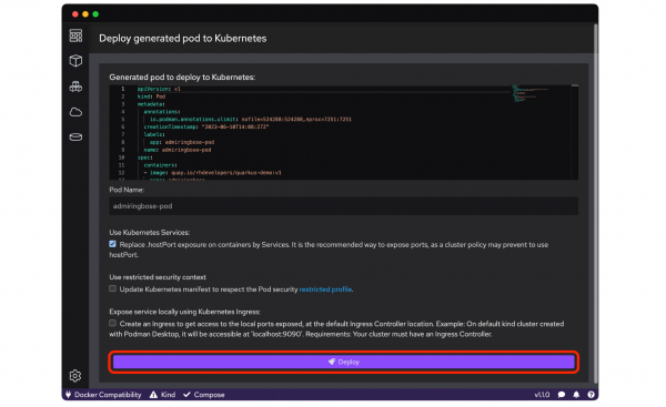 Podman Desktop Deploy Button