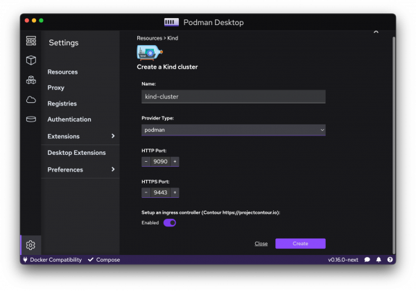 Configuring a Kind cluster in Podman Desktop