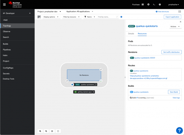 Waiting for the application to build in OpenShift.