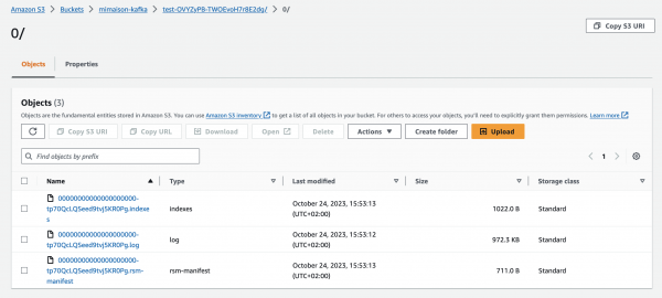 Listing of files in the S3 bucket