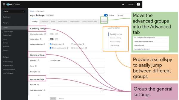 Admin Console page with groups of general and advanced controls.