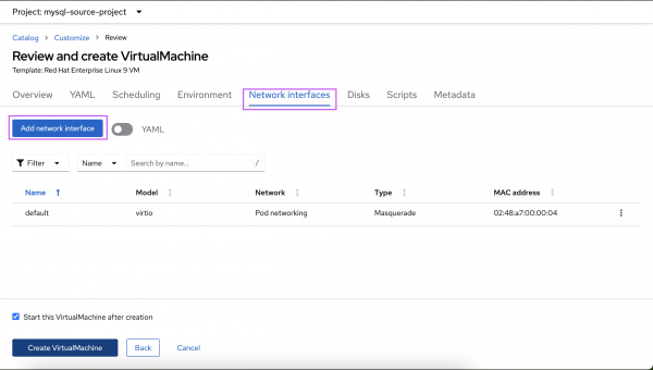 In the menu select "Network Interfaces" and select "Add Network Interfaces"