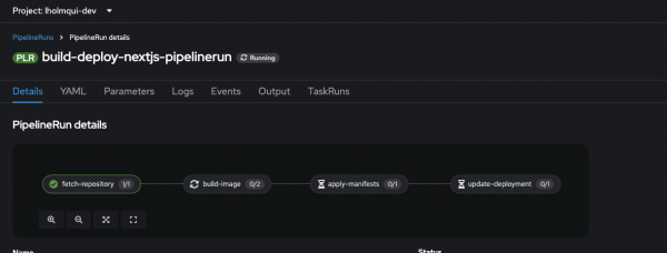 build deploy nextjs pipelinerun
