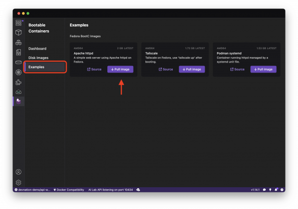 Pulling a pre-built bootable container image from the Quay.io registry