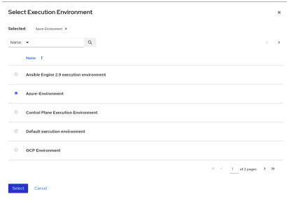 Figure 2: Selecting pre-configured execution environment