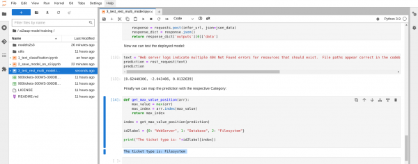 Testing the model via REST API