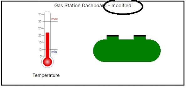 Picture of UI after update has been pushed. Title is Gas Station Dashbord - modified