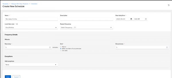 A screenshot of creating a task schedule.