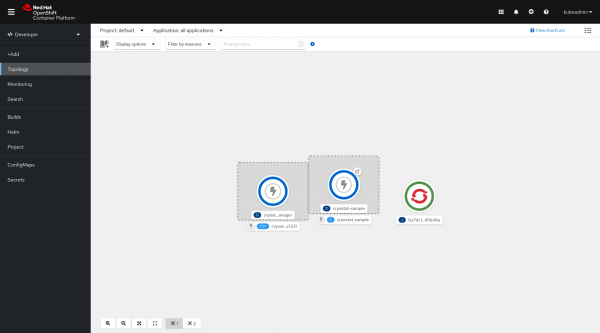 Cryostat in the OpenShift Topology View