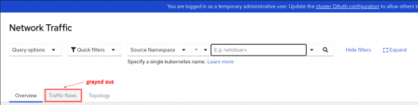A view of the Network Traffic page with Traffic flows grayed out.