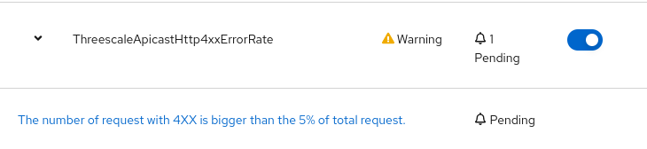 An error produces a warning in the Pending state.