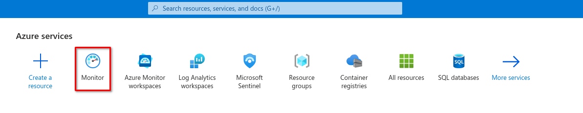 Select Monitor from Azure Services Dashboard