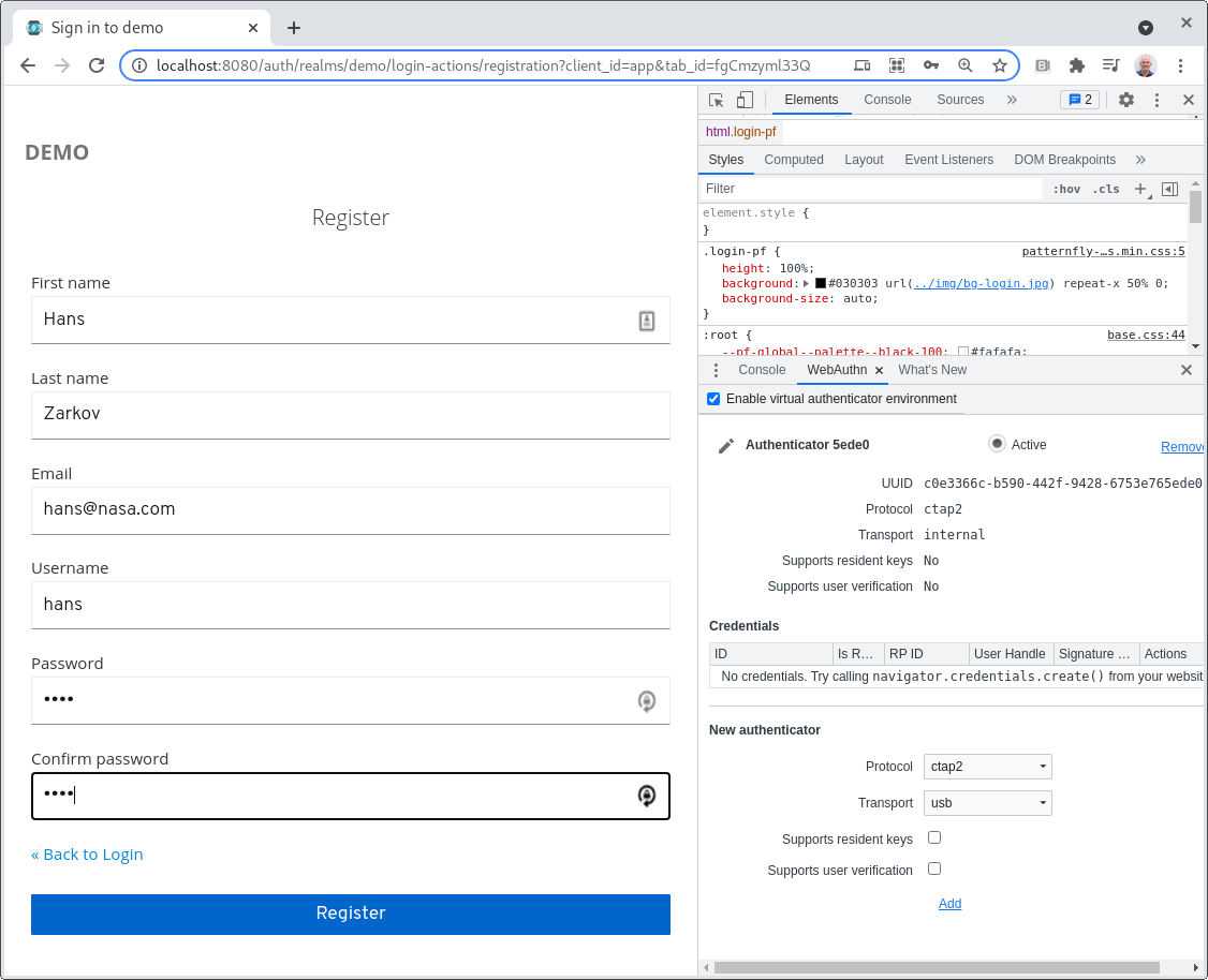 The visitor fills out the registration form.