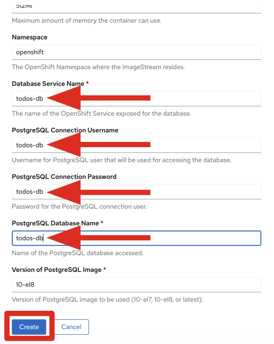 Key values in the PostgreSQL template