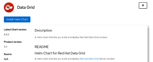 Helm charts can be invoked through the Data Grid graphical interface.