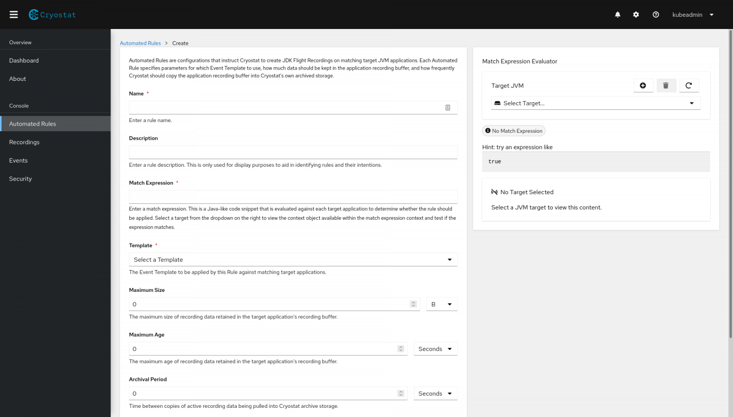 The UI for automated rules provides fields and other elements to control every aspect of the rule.