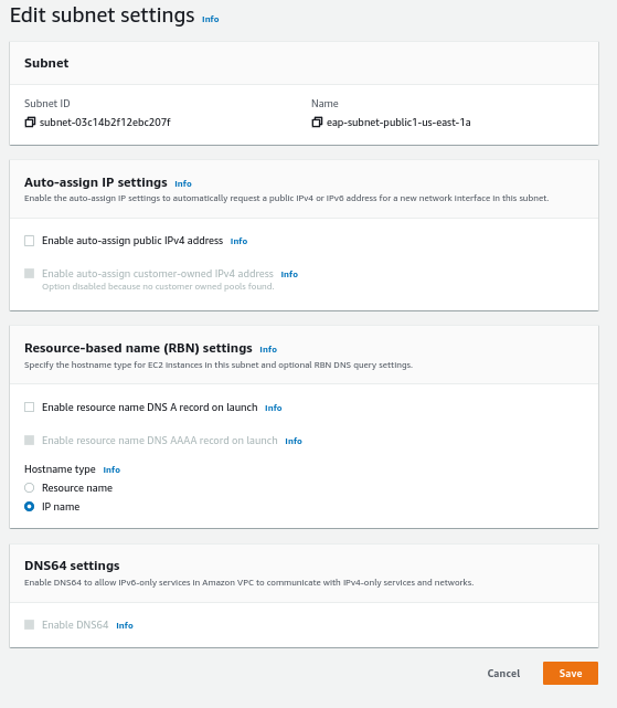 A box labeled "Enable auto-assign public IPv4 address " appears near the top of the subnet settings.