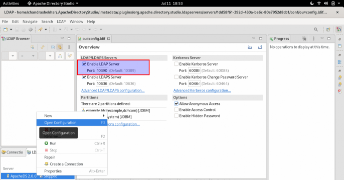 Dialog to change the LDAP server port.