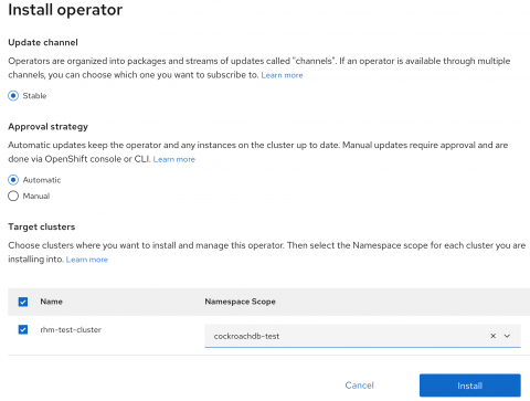 RHM Operator Install Dialog