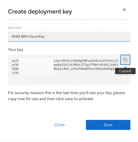 rhm save deployment key